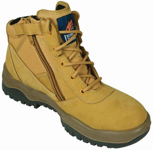 LACE-ZIP UP STEEL TOE SAFETY BOOT WHEAT SIZE 3