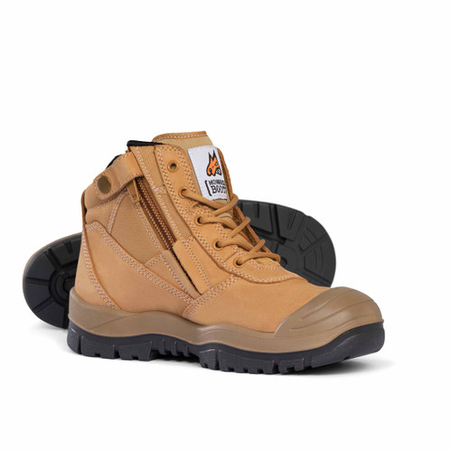 SIZE 9.5 WHEAT ZIP SIDE SCUFF CAP SAFETY BOOT