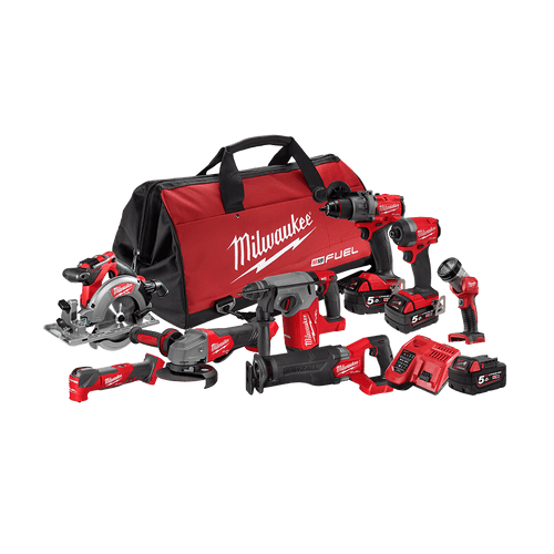 18V 8PCE POWER PACK - 3X5.0AH BATT, CHARGER & BAG