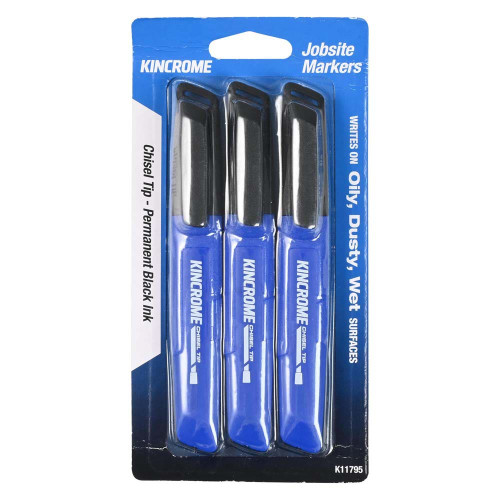 3PK BLACK CHISEL PERMANENT MARKER