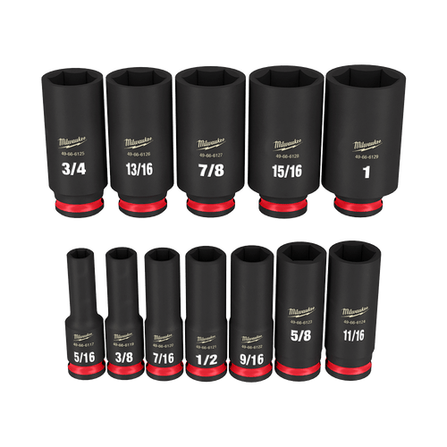 12PC 3/8\" DRV SAE DEEP 6 PT SHOCKWAVE IMPACT SOCKET SET