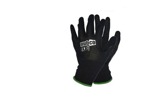 SZ.9 12PK BLACK NITRILE COATED GLOVES