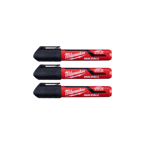 3PK BLACK INKZALL LARGE CHISEL TIP MARKER