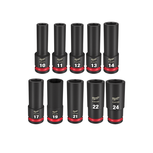 10PC 1/2\" DRV METRIC DEEP 6PT SHOCKWAVE IMPACT SOCKET SET