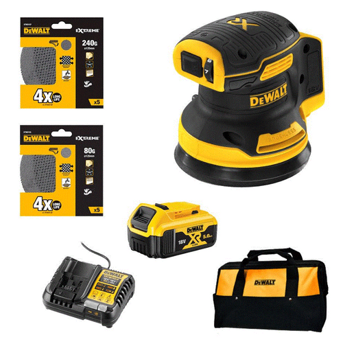 (O) 18V XR SANDER KIT - 1X5.0AH BATTERY, CHARGER & BAG