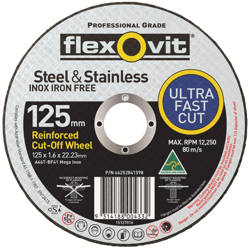 125X1.6X22.2MM (125MM) MEGA INOX CUT OFF WHEEL