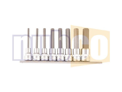 8PCE HEX BIT RAIL SOCKET SET