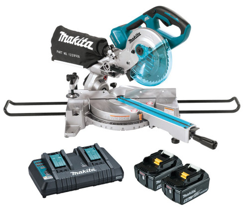 36V ( 18V X2) B/LESS COMP. MITRE SAW 2X5AH BAT,DUAL CHRG