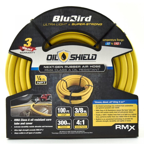 Oil Shield - Lightest, Strongest, Most Flexible Class A Rubber Air Hose (3/8" x 100') - OS38100