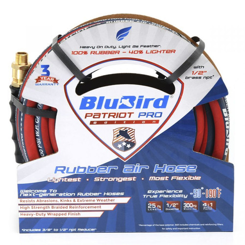 BluBird 1/2" x 25' Patriot Pro Rubber Air Hose