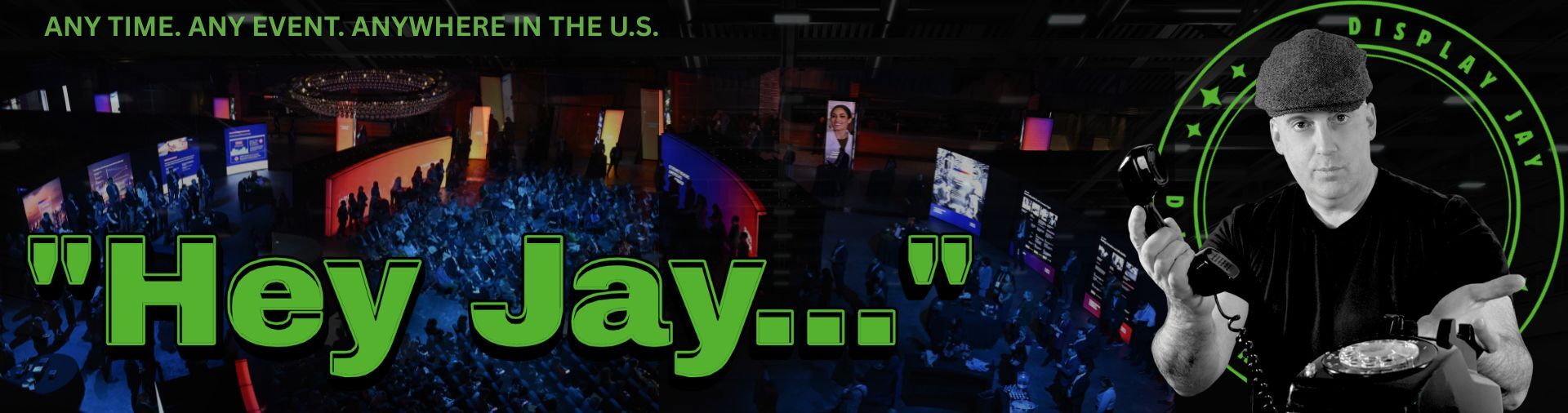 Meet Display Jay, owner of ExpoNet USA. Here to help with all your printing and display backdrop graphic needs, from the trade show or convention floor to the podcast studio to the performance stage. 