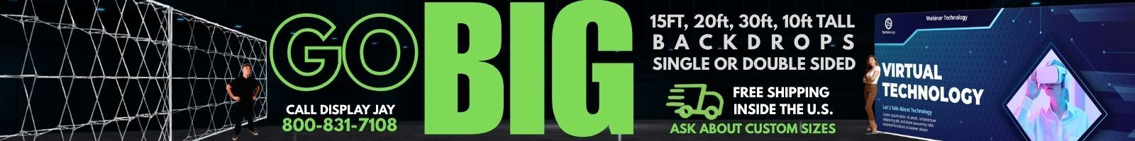 Extra large backdrop displays for the upcoming event. From 10-feet tall to 30-feet wide and beyond, Exponet USA makes it happen.