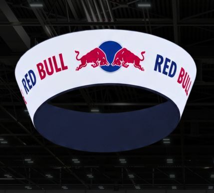 Tension fabric hanging signs of all shapes and sizes for any trade show or convention.