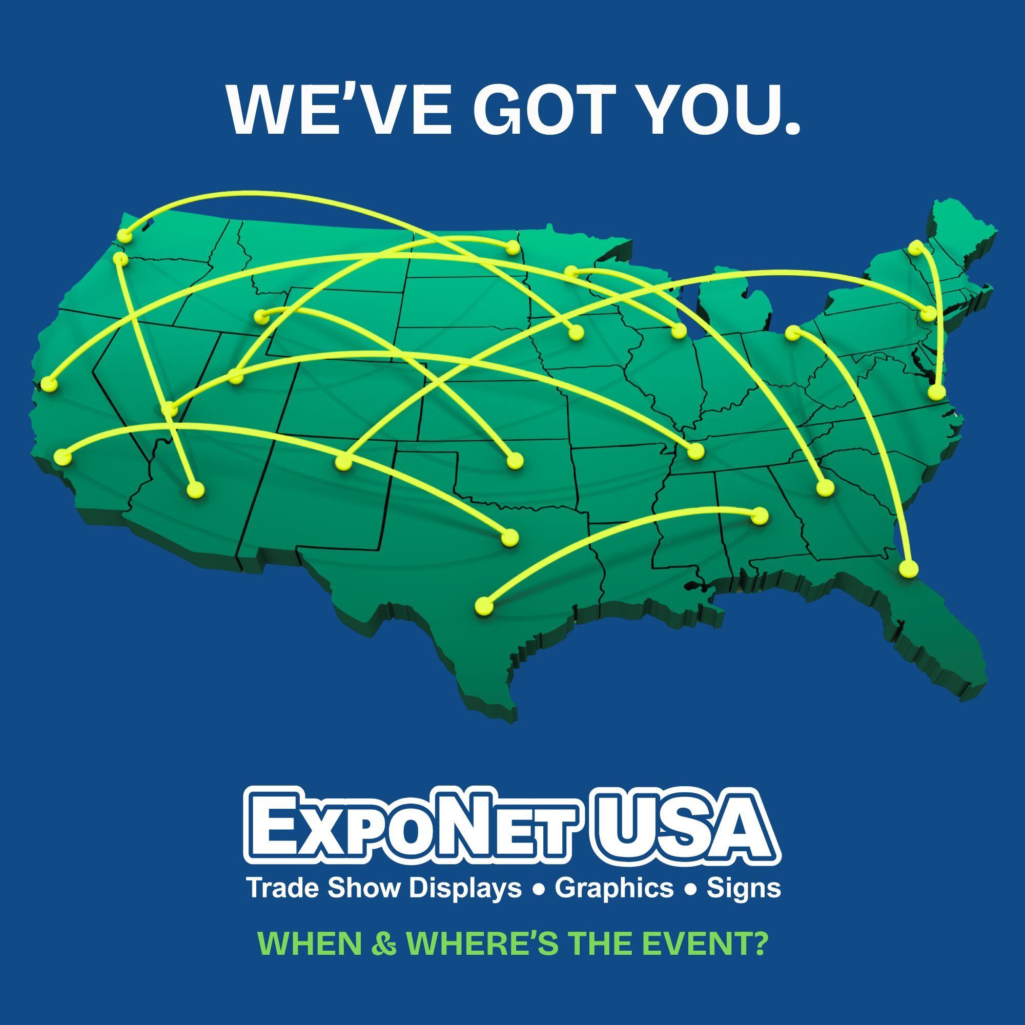 exponet USA. Trade show displays and graphics. when and where is the event?
