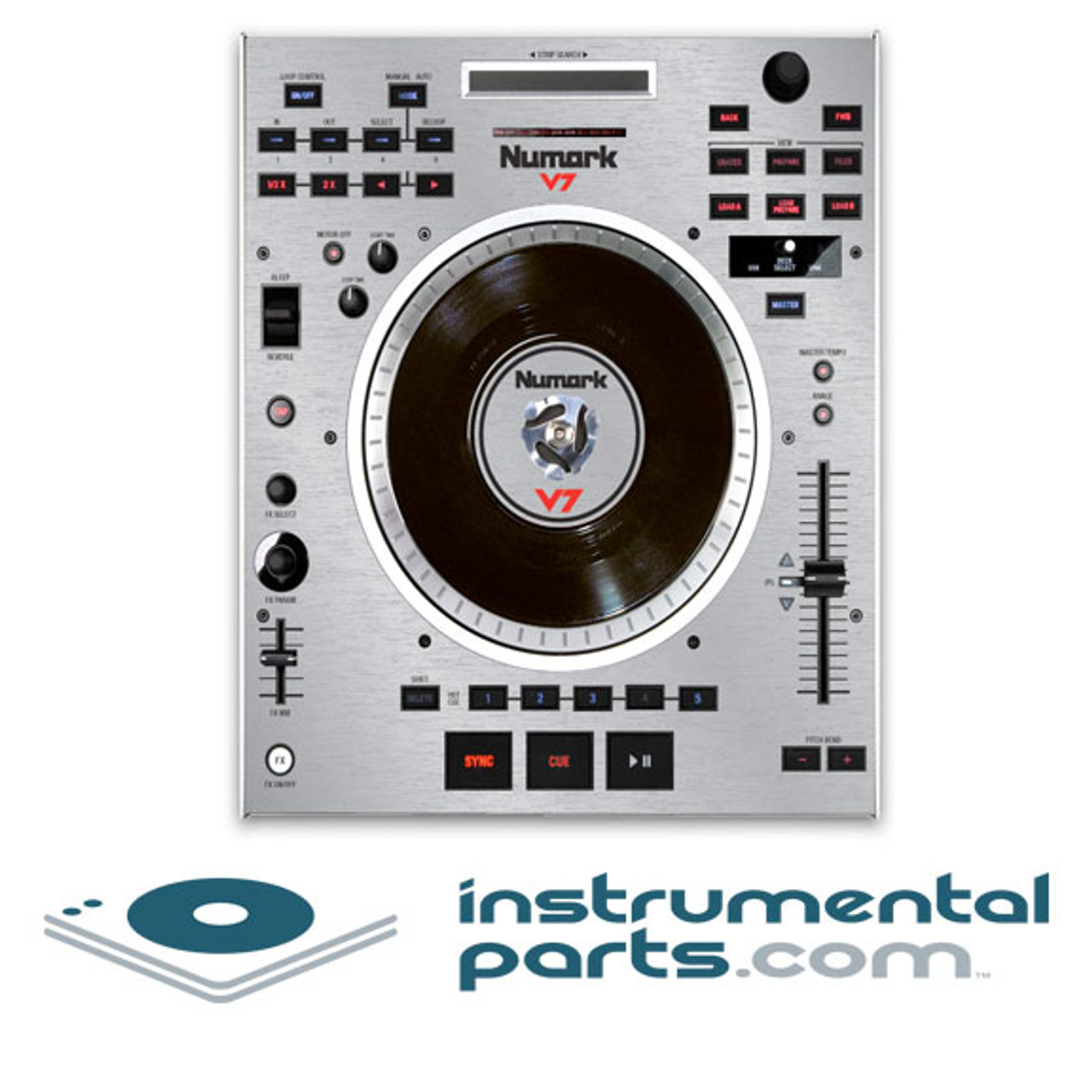 Numark V7 Faceplate Skin - Brushed Silver (Pair) - Numark V7