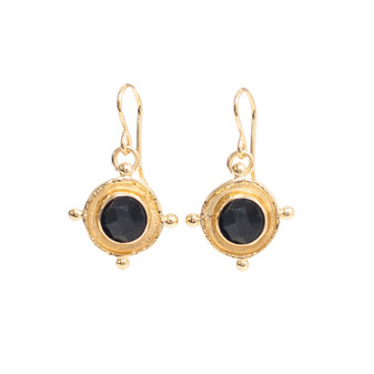 gold black onyx dangle earrings