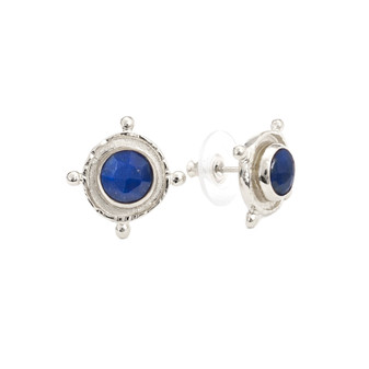 sterling silver sailing inspired stud earrings with rose cut lapis sterling silver sailing inspired stud earrings with rose cut lapis