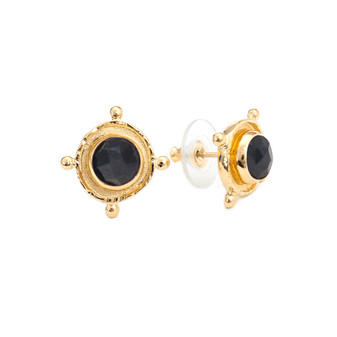 regal black onyx gold stud earrings