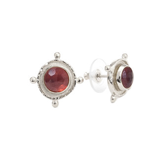 Deep red genuine garnet stud earrings set in solid sterling silver Deep red genuine garnet stud earrings set in solid sterling silver