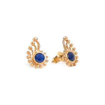 cute dark blue lapis earrings in 18k gold plated cute dark blue lapis earrings in 18k gold plated