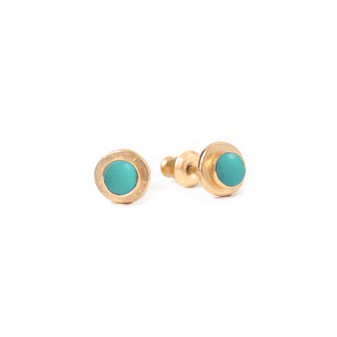 18k gold plated 1/4" studs, turquoise cabochons 18k gold plated 1/4" studs, turquoise cabochons