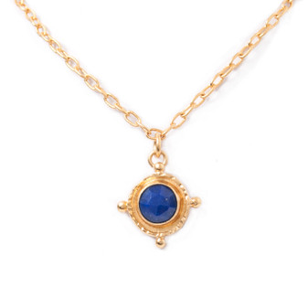 gold nautical theme pendant necklace lapis lazuli