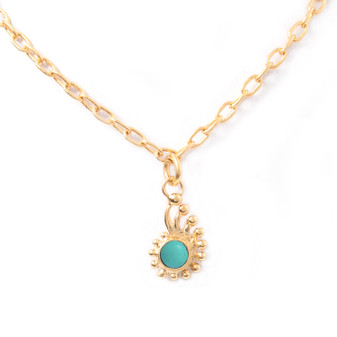 petite turquoise gold charm necklace, sea theme petite turquoise gold charm necklace, sea theme