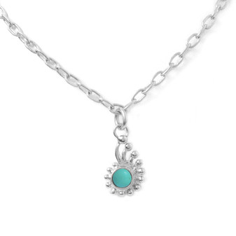 petite turquoise solid sterling silver charm necklace, sea theme petite turquoise solid sterling silver charm necklace, sea theme