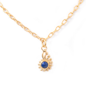 petite dark blue lapis gold charm necklace, sea theme petite dark blue lapis gold charm necklace, sea theme