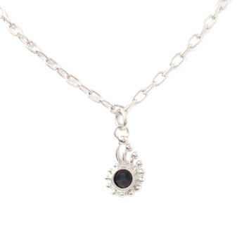 onyx gemstone solid sterling silver charm necklace, sea theme