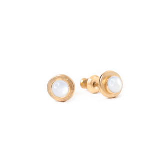Gold Pearl Iota Stud Earrings Gold Pearl Iota Stud Earrings