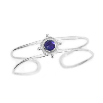 Silver Amethyst Gem Medallion Cuff Bracelet Silver Amethyst Gem Medallion Cuff Bracelet