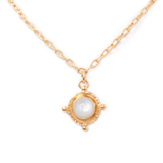 24k gold vermeil Pearl Gem Medallion Necklace