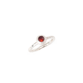 Silver Garnet Iota Stacking Ring Silver Garnet Iota Stacking Ring