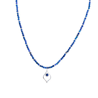 Silver Lapis Arabesque Bead Wrap Necklace Silver Lapis Arabesque Bead Wrap Necklace