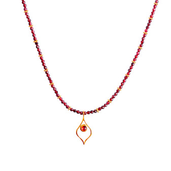Gold Garnet Arabesque Bead Wrap Necklace Gold Garnet Arabesque Bead Wrap Necklace
