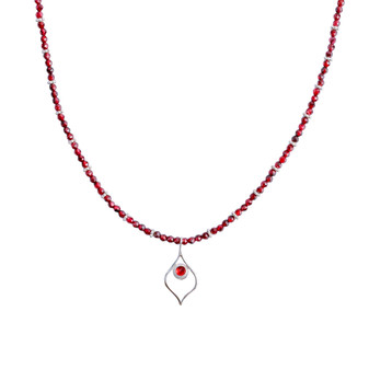 Silver Garnet Arabesque Bead Wrap Necklace Silver Garnet Arabesque Bead Wrap Necklace