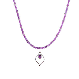 Silver Amethyst Arabesque Bead Wrap Necklace Silver Amethyst Arabesque Bead Wrap Necklace