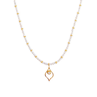 Gold Pearl Arabesque Bead Wrap Necklace Gold Pearl Arabesque Bead Wrap Necklace