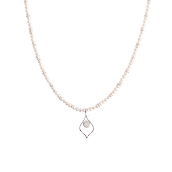 Silver Pearl Arabesque Bead Wrap Necklace Silver Pearl Arabesque Bead Wrap Necklace