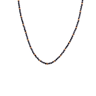 Delicate Gold Black Onyx Gemstone Bead Necklace Delicate Gold Black Onyx Gemstone Bead Necklace