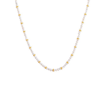 Delicate Gold Pearl Gemstone Bead Necklace Delicate Gold Pearl Gemstone Bead Necklace