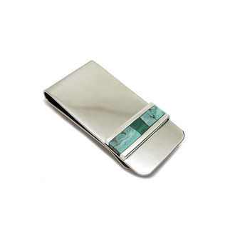 Turquoise Blue Inlaid Stone Money Clip. Choose your stone.