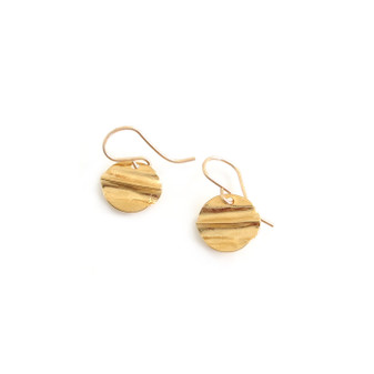 gold round coin dangle earrings small