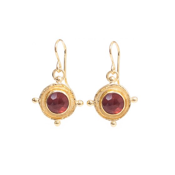 18k gold plated red garnet elegant drop earrings