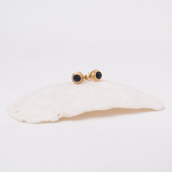 petite gold studs with black onyx