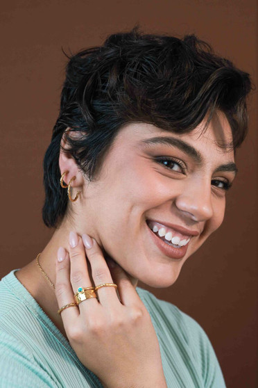 layered gold hoop earrings