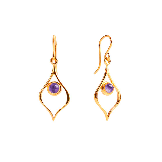 gold amethyst drop earrings