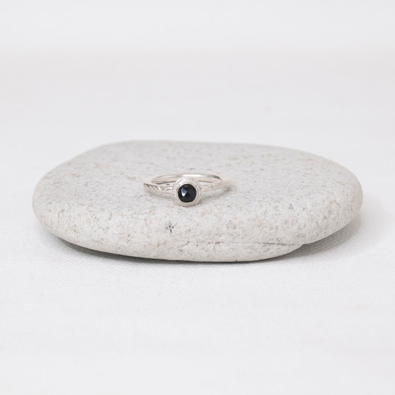 Sterling Silver Black Onyx Iota Stacking Ring