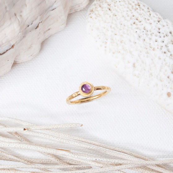 24K Gold Vermeil Amethyst Iota Stacking Ring